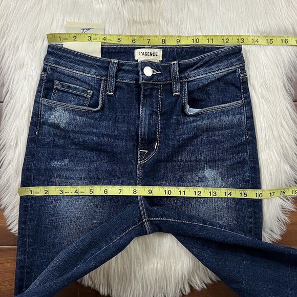 L'Agence Women's Size 26 Dark Wash High Line Mariner Skinny Denim Jeans - Picture 4 of 12